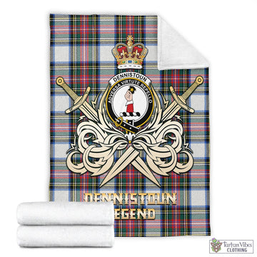 Dennistoun Tartan Blanket with Clan Crest and the Golden Sword of Courageous Legacy