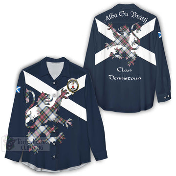 Dennistoun Tartan Lion Rampant Women's Casual Shirt Proudly Display Your Heritage with Alba Gu Brath and Clan Name