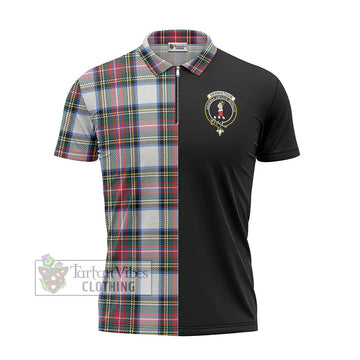 Dennistoun Tartan Zipper Polo Shirt with Family Crest and Half Of Me Style