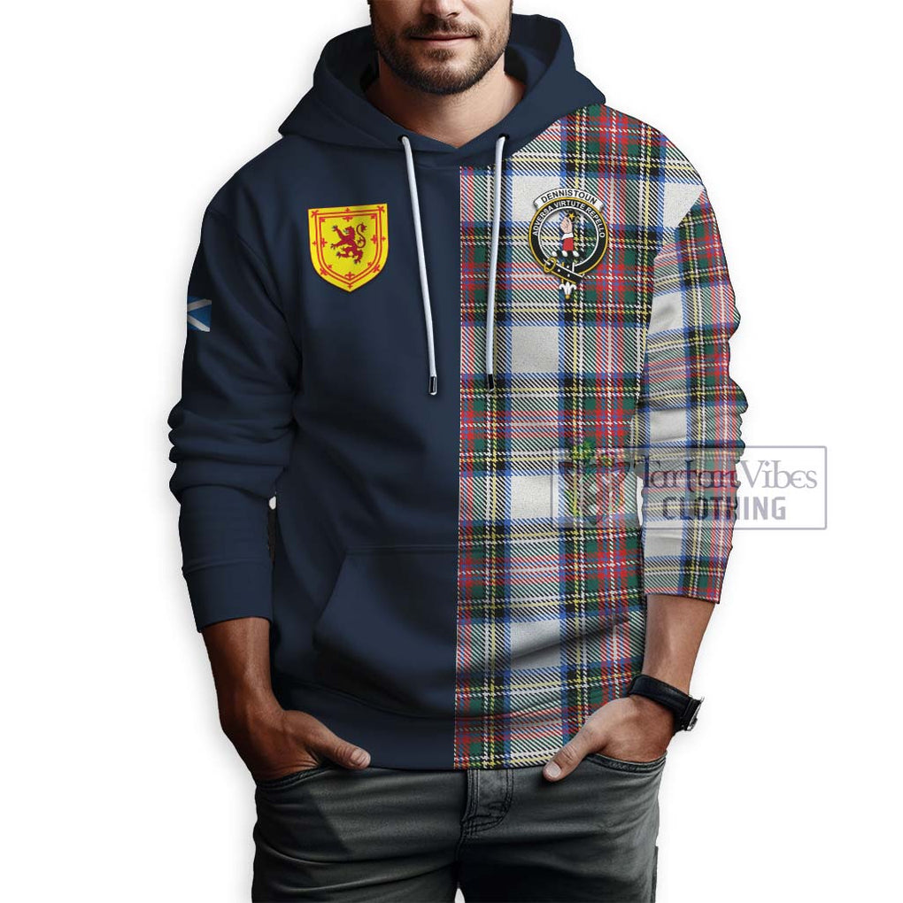 Tartan Vibes Clothing Dennistoun Tartan Hoodie with Scottish Lion Royal Arm Half Style