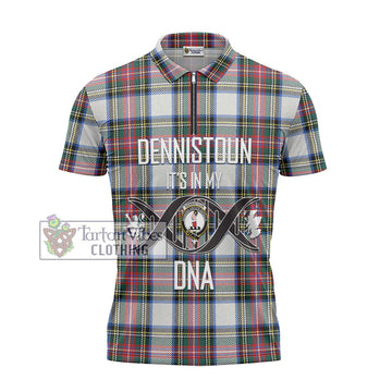 Dennistoun Tartan Zipper Polo Shirt with Family Crest DNA In Me Style