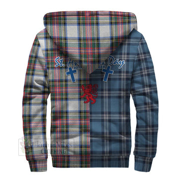 Dennistoun Tartan Sherpa Hoodie Happy St. Andrew's Day Half Tartan Style