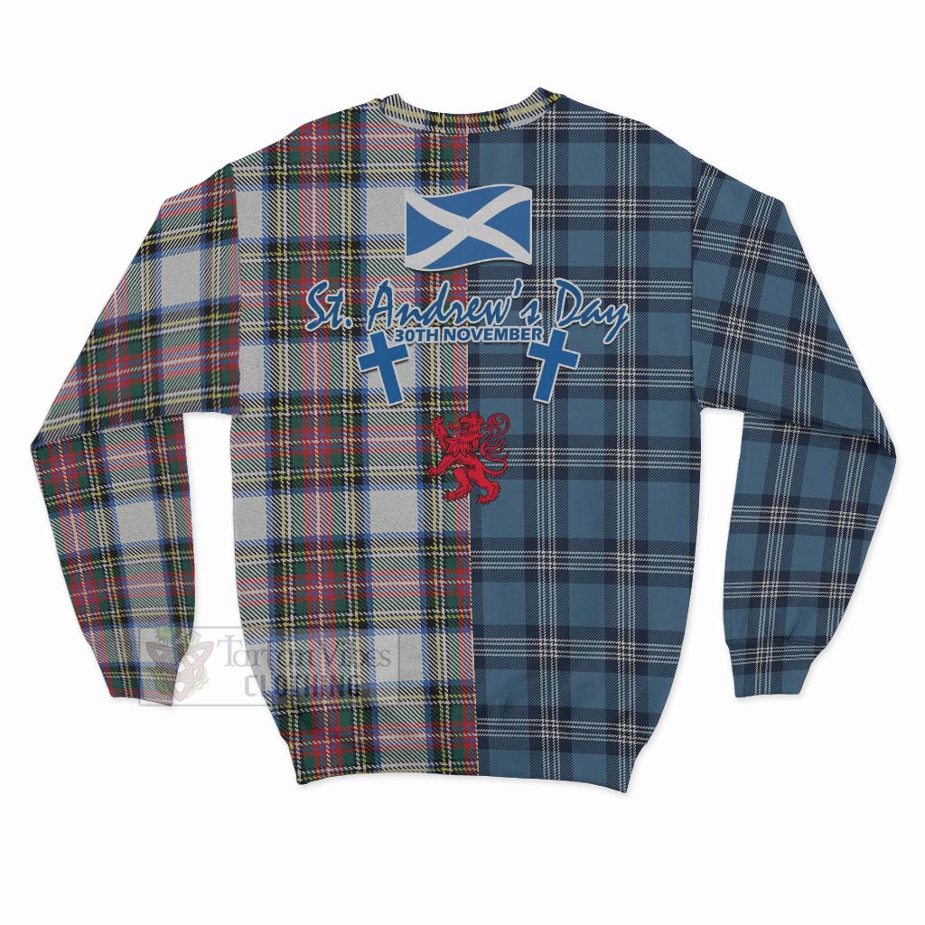 Tartan Vibes Clothing Dennistoun Tartan Sweatshirt Happy St. Andrew's Day Half Tartan Style