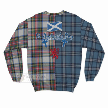 Dennistoun Tartan Sweatshirt Happy St. Andrew's Day Half Tartan Style