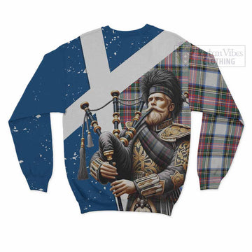 Dennistoun Tartan Sweatshirt with Family Crest Scottish Bagpiper Vibes