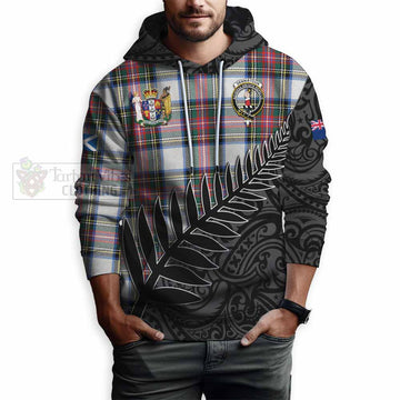Dennistoun Crest Tartan Hoodie with New Zealand Silver Fern Half Style - Tartan Vibes Clothing