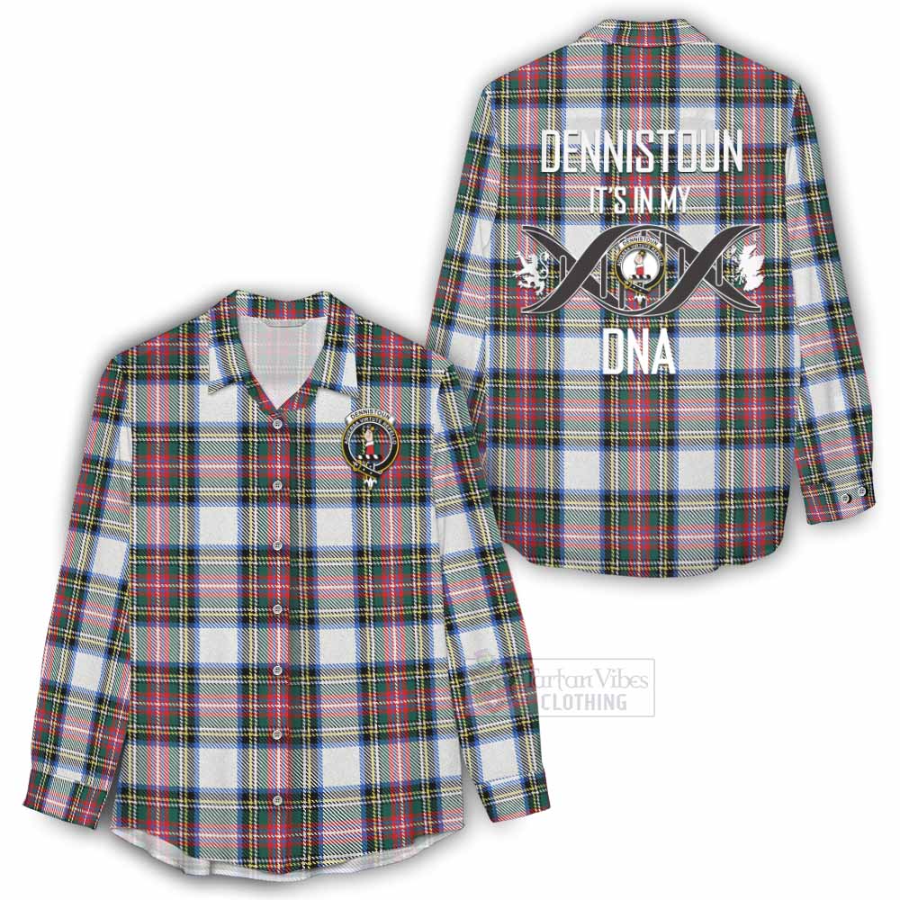 Tartan Vibes Clothing Dennistoun Tartan Women's Casual Shirt with Family Crest DNA In Me Style