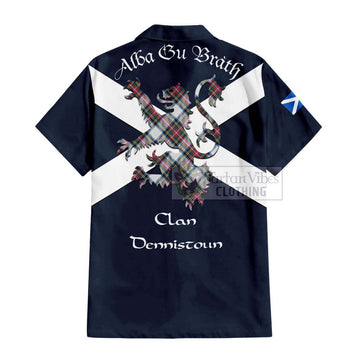 Dennistoun Tartan Lion Rampant Short Sleeve Button Shirt  Proudly Display Your Heritage with Alba Gu Brath and Clan Name