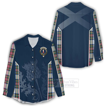 Dennistoun Tartan Women's Casual Shirt with Family Crest and Scottish Thistle Vibes Sport Style