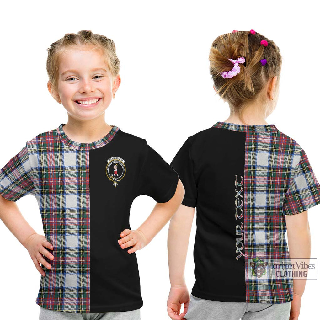 Dennistoun Tartan Kid T-Shirt with Family Crest and Half Of Me Style - Tartanvibesclothing Shop