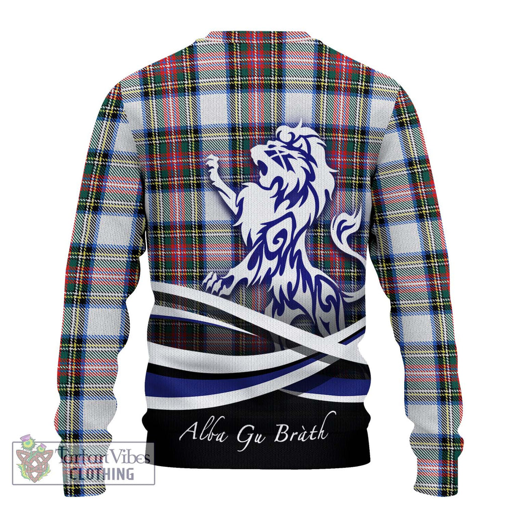 Dennistoun Tartan Knitted Sweater with Alba Gu Brath Regal Lion Emblem - Tartanvibesclothing Shop