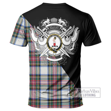 Dennistoun Tartan T-Shirt with Family Crest and Military Logo Style