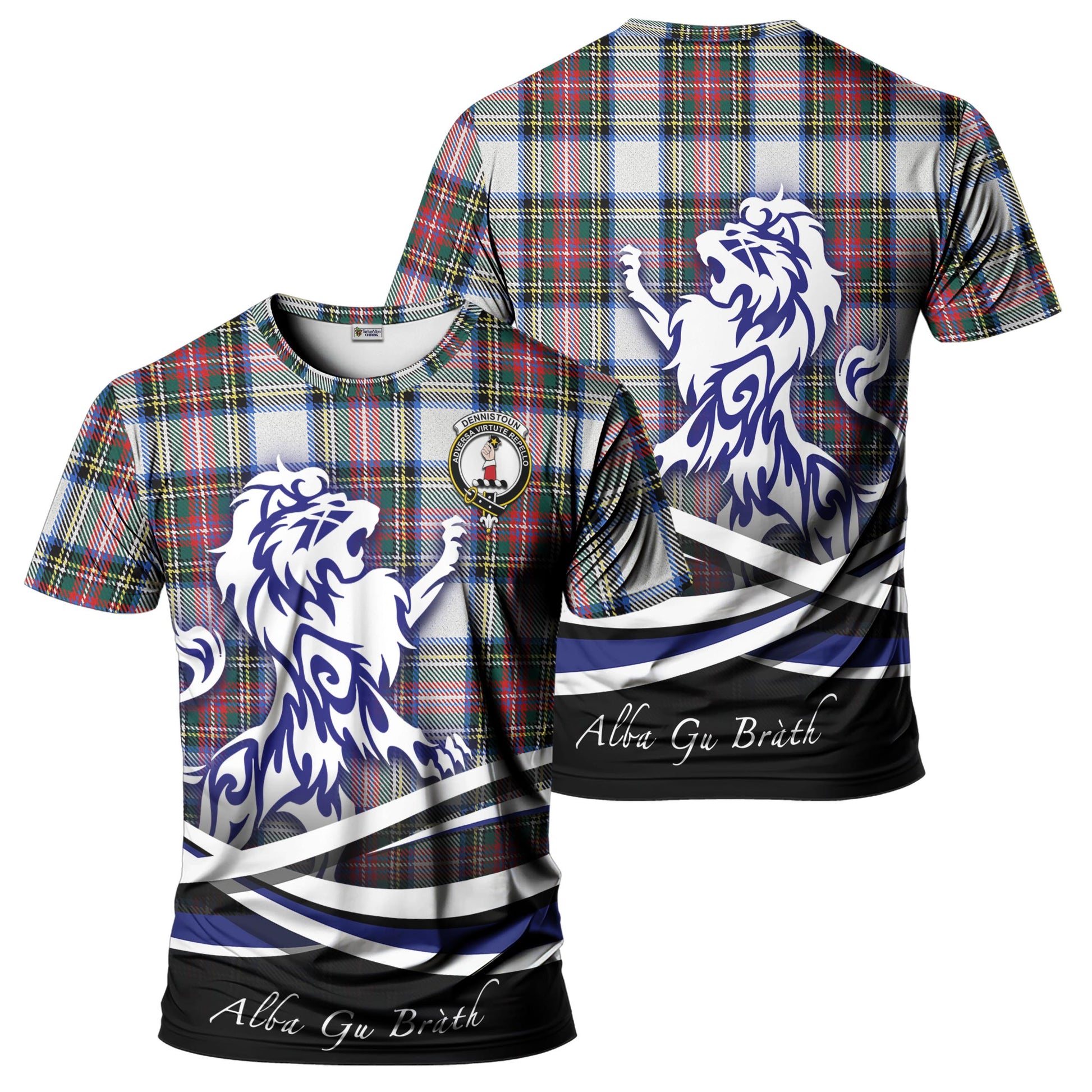 dennistoun-tartan-t-shirt-with-alba-gu-brath-regal-lion-emblem