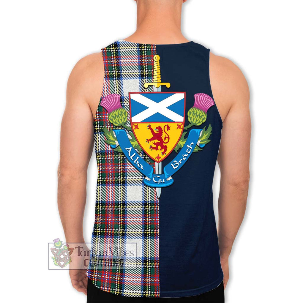 Tartan Vibes Clothing Dennistoun Tartan Men's Tank Top with Scottish Lion Royal Arm Half Style