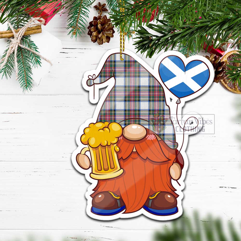 Tartan Vibes Clothing Dennistoun Tartan Gnome Holding Beer Glass Christmas Ornament with Personalized National Flag