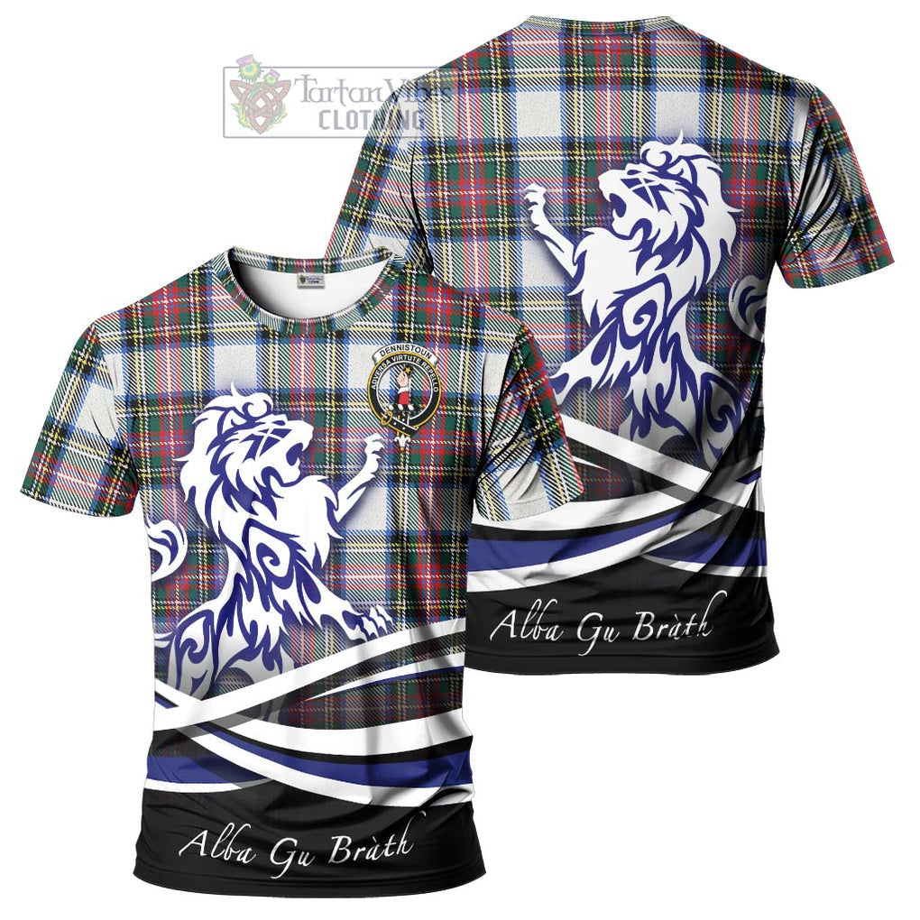 Tartan Vibes Clothing Dennistoun Tartan Cotton T-shirt with Alba Gu Brath Regal Lion Emblem