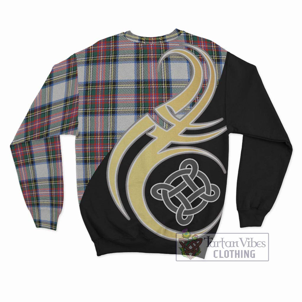 Dennistoun Tartan Sweatshirt with Family Crest and Celtic Symbol Style - Tartan Vibes Clothing