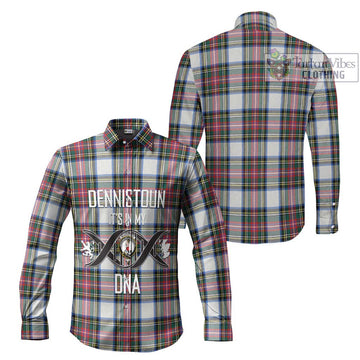 Dennistoun Tartan Long Sleeve Button Shirt with Family Crest DNA In Me Style