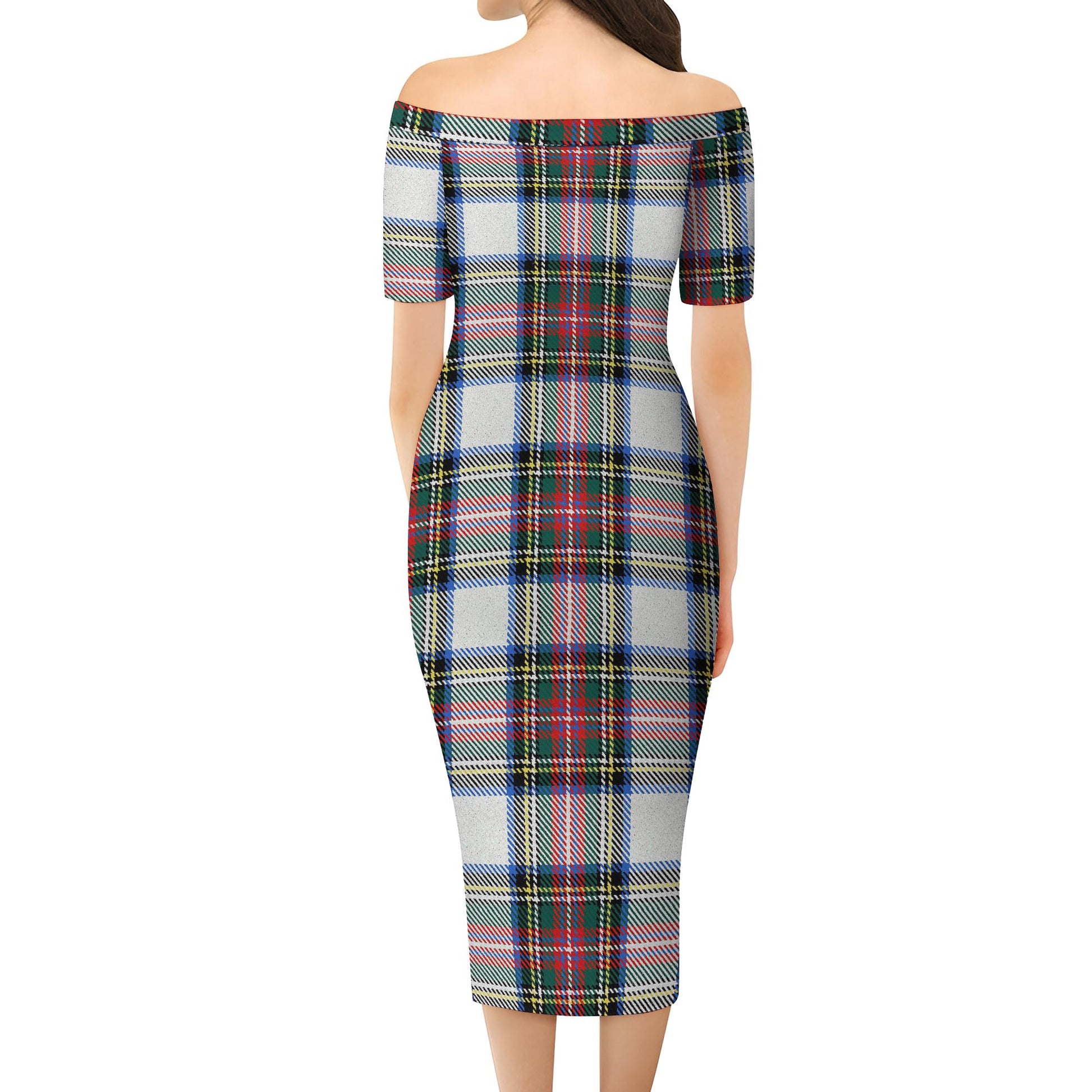 Dennistoun Tartan Off Shoulder Lady Dress - Tartanvibesclothing