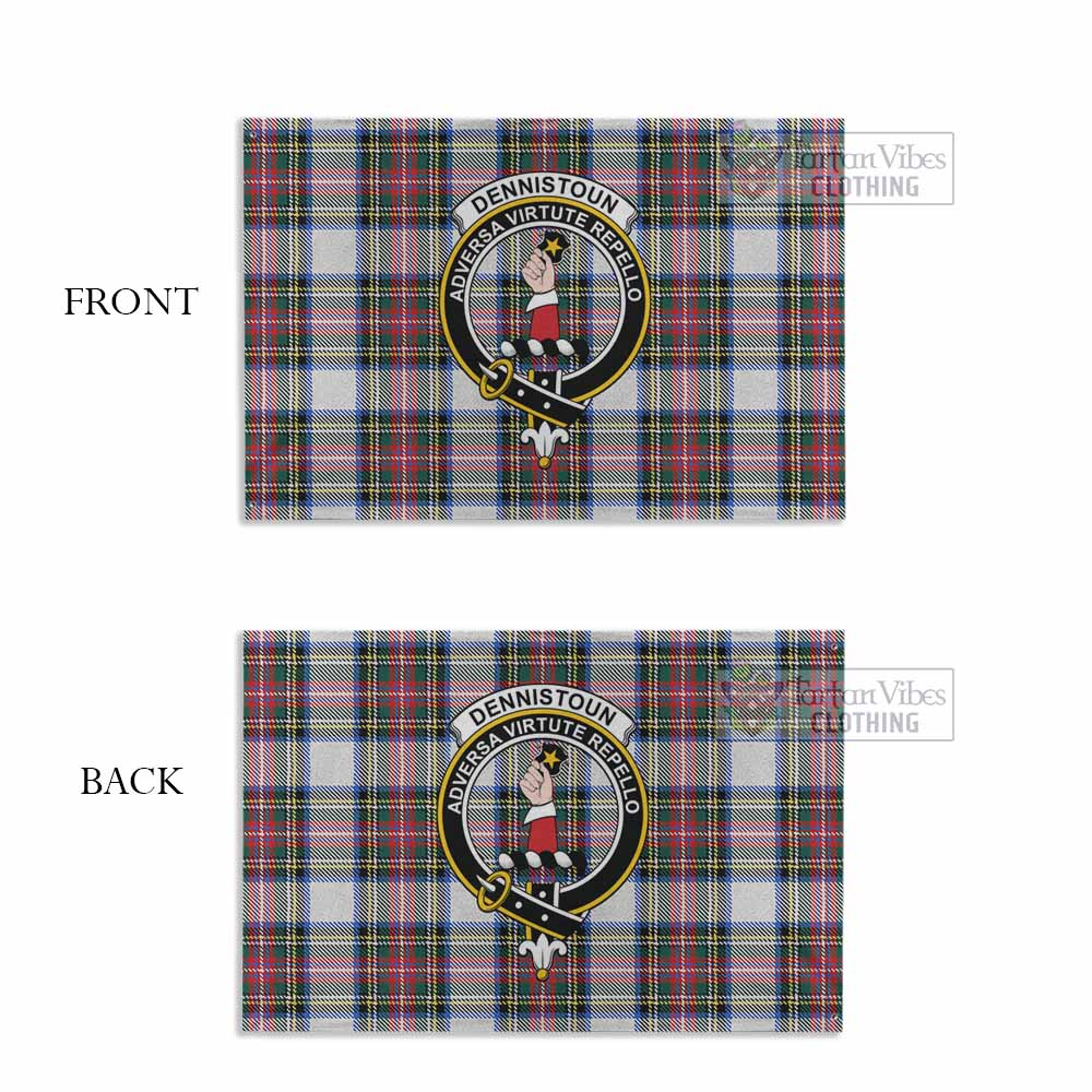 Tartan Vibes Clothing Dennistoun Tartan House Flag with Family Crest