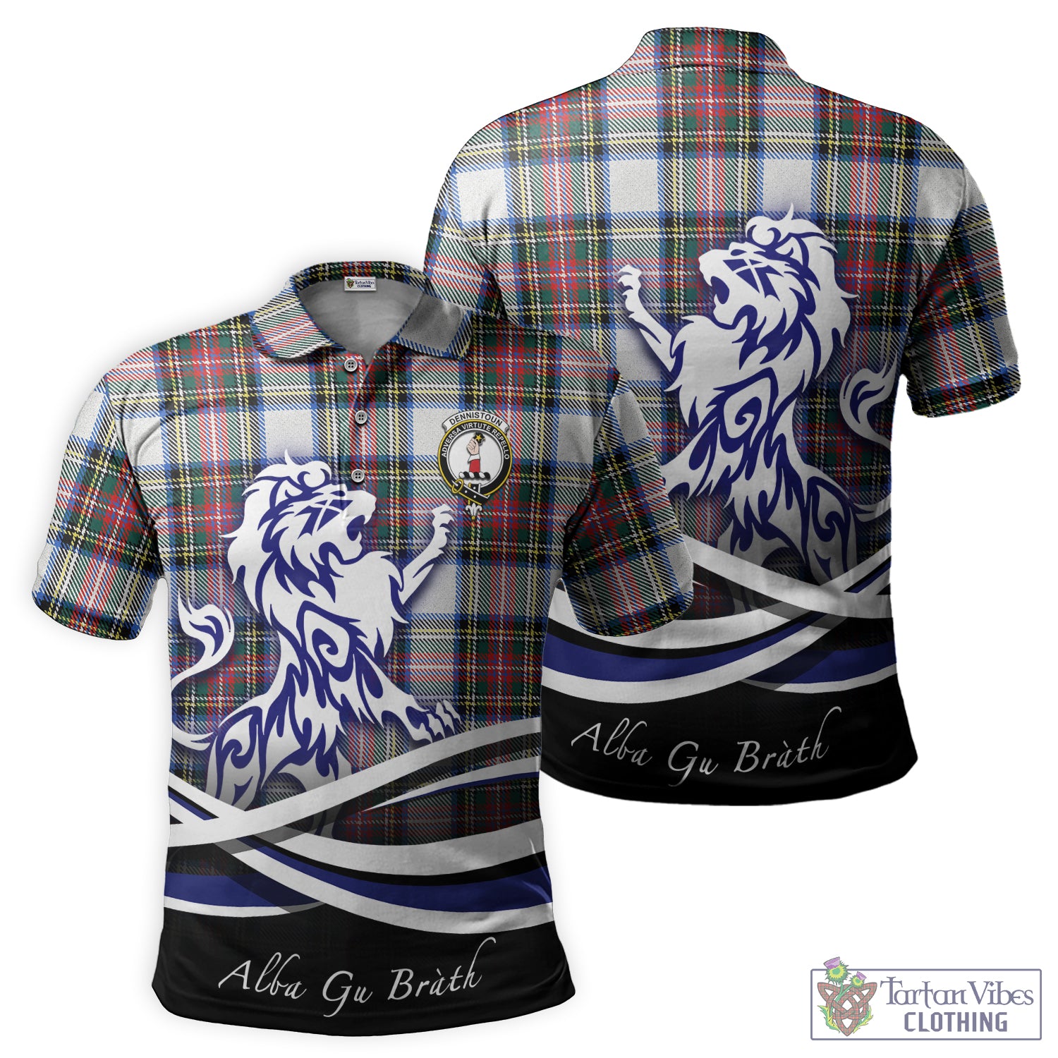 dennistoun-tartan-polo-shirt-with-alba-gu-brath-regal-lion-emblem