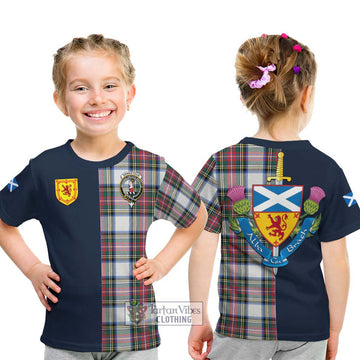 Dennistoun Tartan Kid T-Shirt Alba with Scottish Lion Royal Arm Half Style