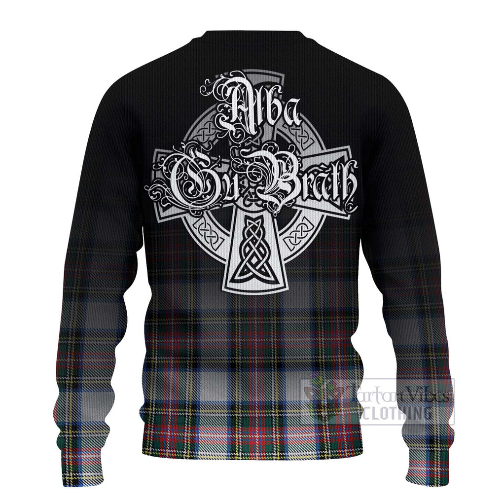 Tartan Vibes Clothing Dennistoun Tartan Knitted Sweater Featuring Alba Gu Brath Family Crest Celtic Inspired