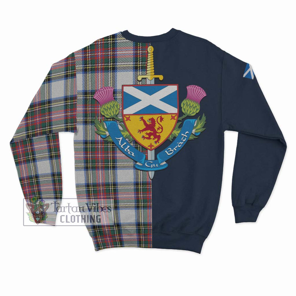 Tartan Vibes Clothing Dennistoun Tartan Sweatshirt with Scottish Lion Royal Arm Half Style