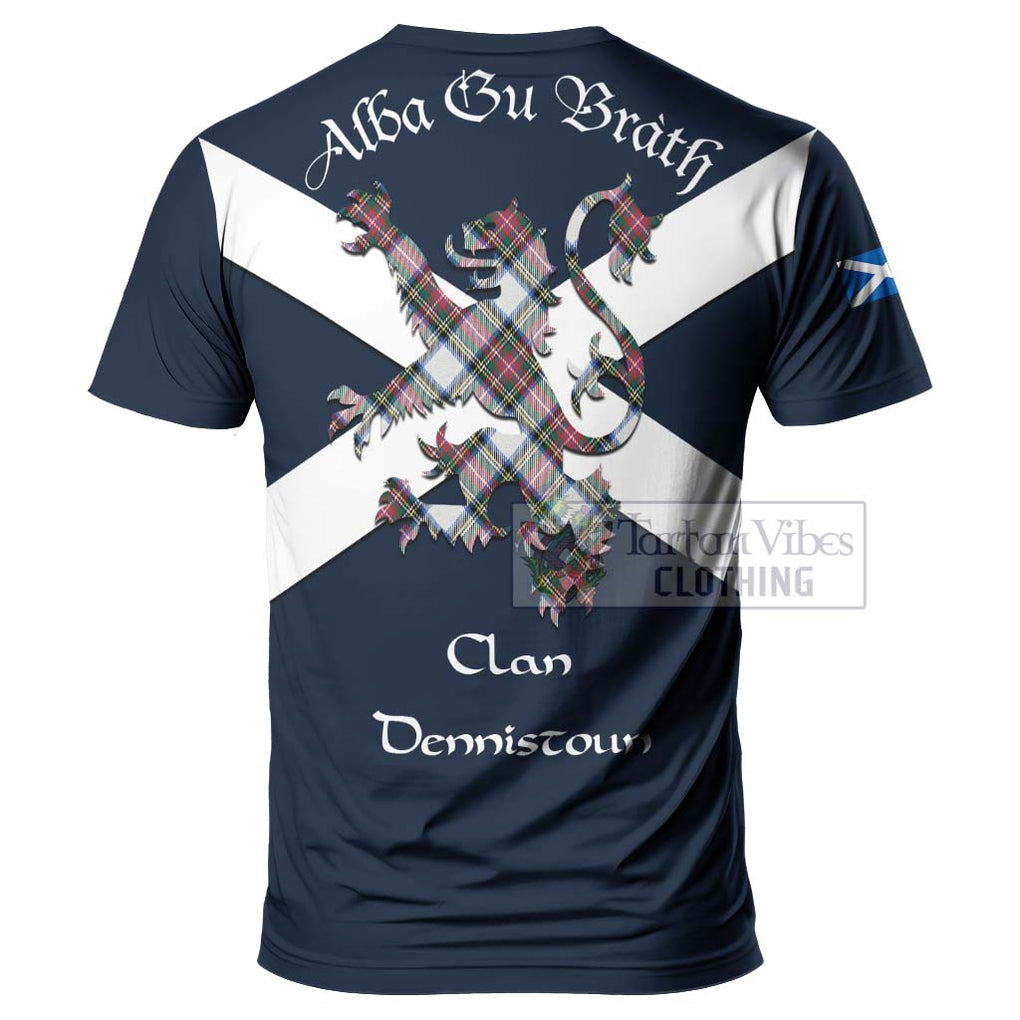 Tartan Vibes Clothing Dennistoun Tartan Lion Rampant T-Shirt – Proudly Display Your Heritage with Alba Gu Brath and Clan Name