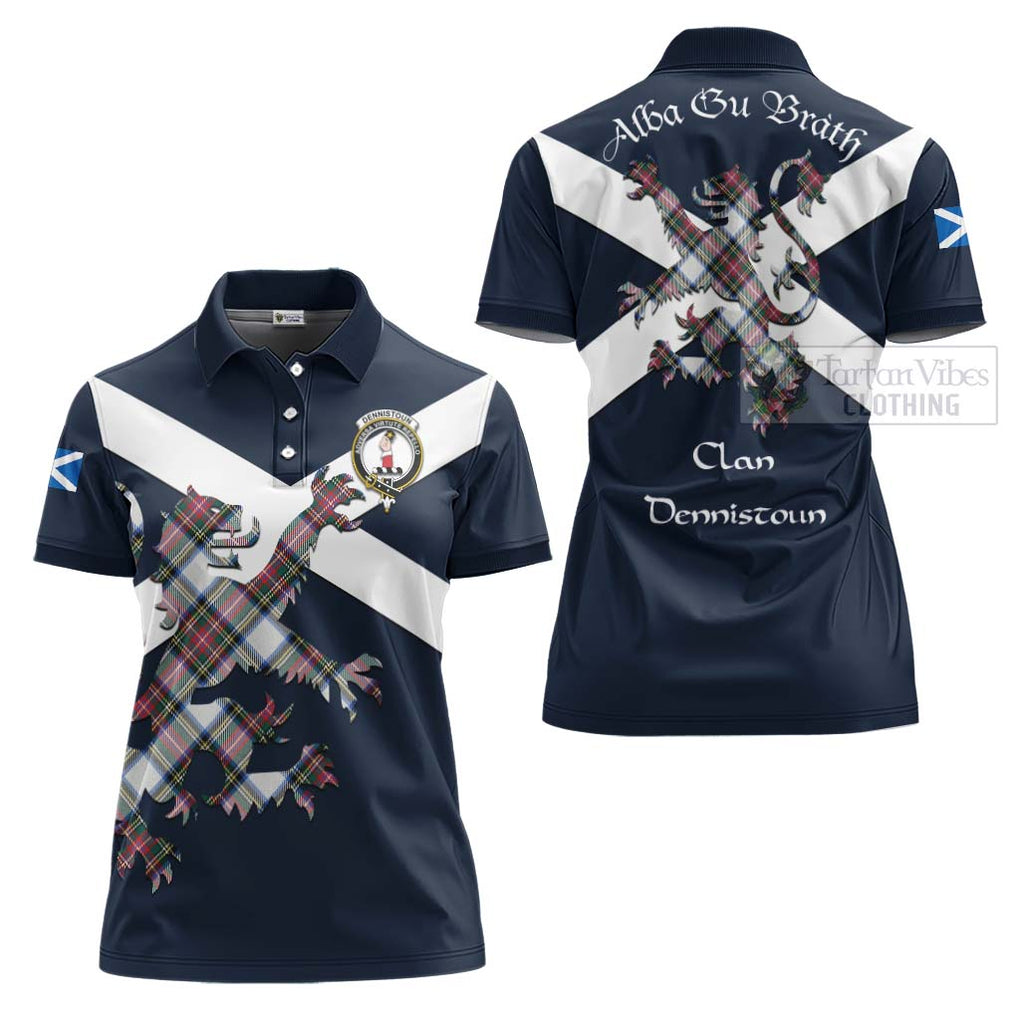 Tartan Vibes Clothing Dennistoun Tartan Lion Rampant Women's Polo Shirt – Proudly Display Your Heritage with Alba Gu Brath and Clan Name