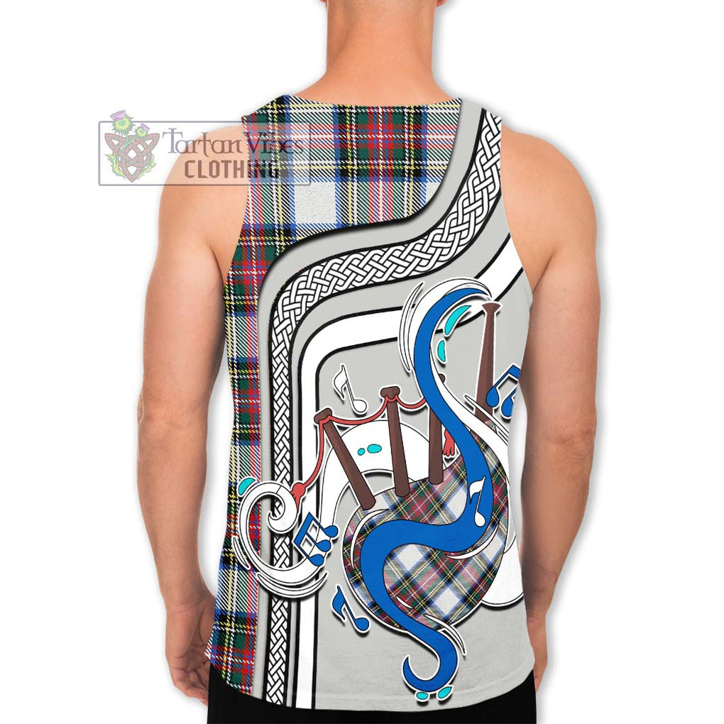 Dennistoun Tartan Men's Tank Top with Epic Bagpipe Style - Tartanvibesclothing Shop