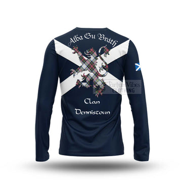 Dennistoun Tartan Lion Rampant Long Sleeve T-Shirt  Proudly Display Your Heritage with Alba Gu Brath and Clan Name