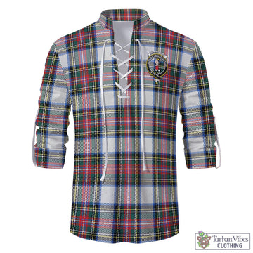 Dennistoun Tartan Men's Scottish Traditional Jacobite Ghillie Kilt Shirt with Family Crest