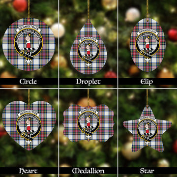 Dennistoun Tartan Christmas Ornaments with Family Crest