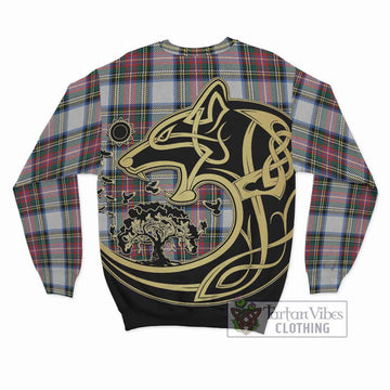 Dennistoun Tartan Sweatshirt with Family Crest Celtic Wolf Style