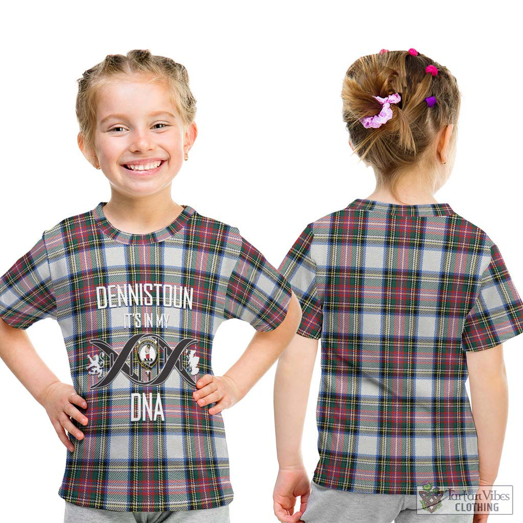 Dennistoun Tartan Kid T-Shirt with Family Crest DNA In Me Style - Tartanvibesclothing Shop