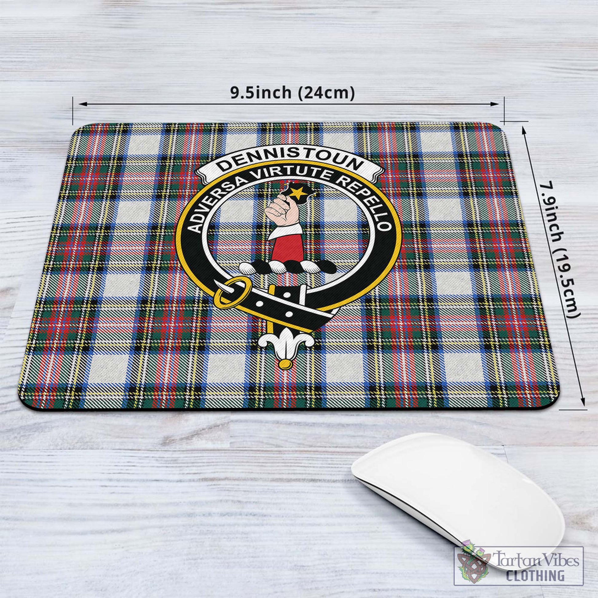 Tartan Vibes Clothing Dennistoun Tartan Mouse Pad with Family Crest