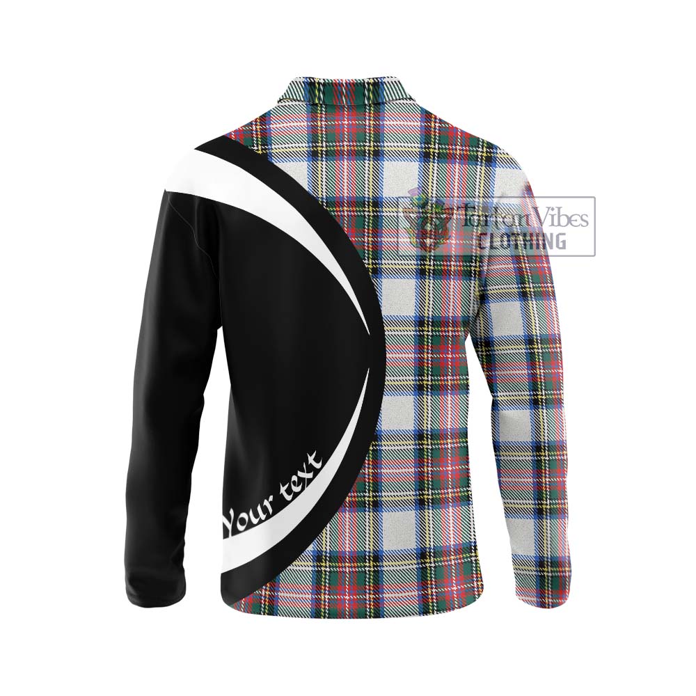 Dennistoun Tartan Long Sleeve Polo Shirt with Family Crest Circle Style - Tartan Vibes Clothing