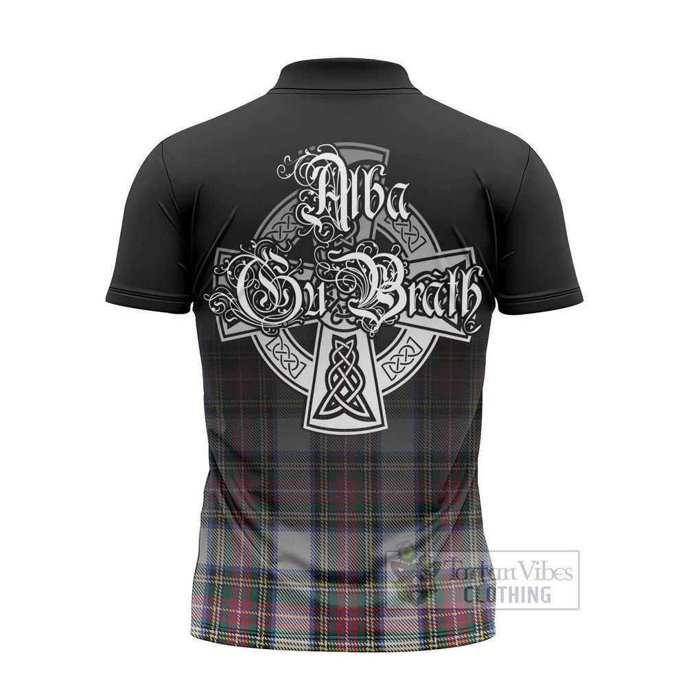 Tartan Vibes Clothing Dennistoun Tartan Zipper Polo Shirt Featuring Alba Gu Brath Family Crest Celtic Inspired