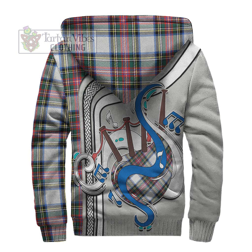 Dennistoun Tartan Sherpa Hoodie with Epic Bagpipe Style - Tartanvibesclothing Shop