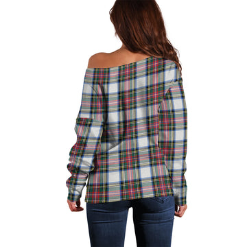 Dennistoun Tartan Off Shoulder Women Sweater with Family Crest