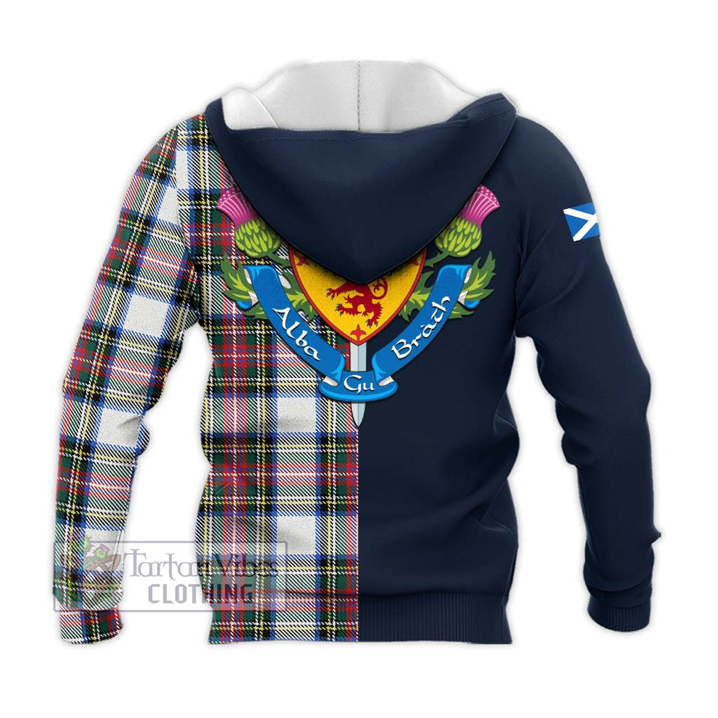 Tartan Vibes Clothing Dennistoun Tartan Knitted Hoodie with Scottish Lion Royal Arm Half Style