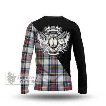 Dennistoun Tartan Long Sleeve T-Shirt with Family Crest and Military Logo Style