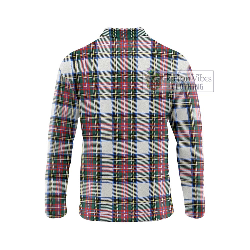 Dennistoun Tartan Long Sleeve Polo Shirt with Family Crest DNA In Me Style - Tartanvibesclothing Shop