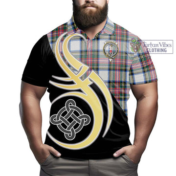 Dennistoun Tartan Polo Shirt with Family Crest and Celtic Symbol Style