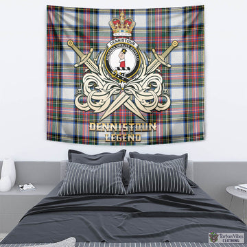 Dennistoun Tartan Tapestry with Clan Crest and the Golden Sword of Courageous Legacy