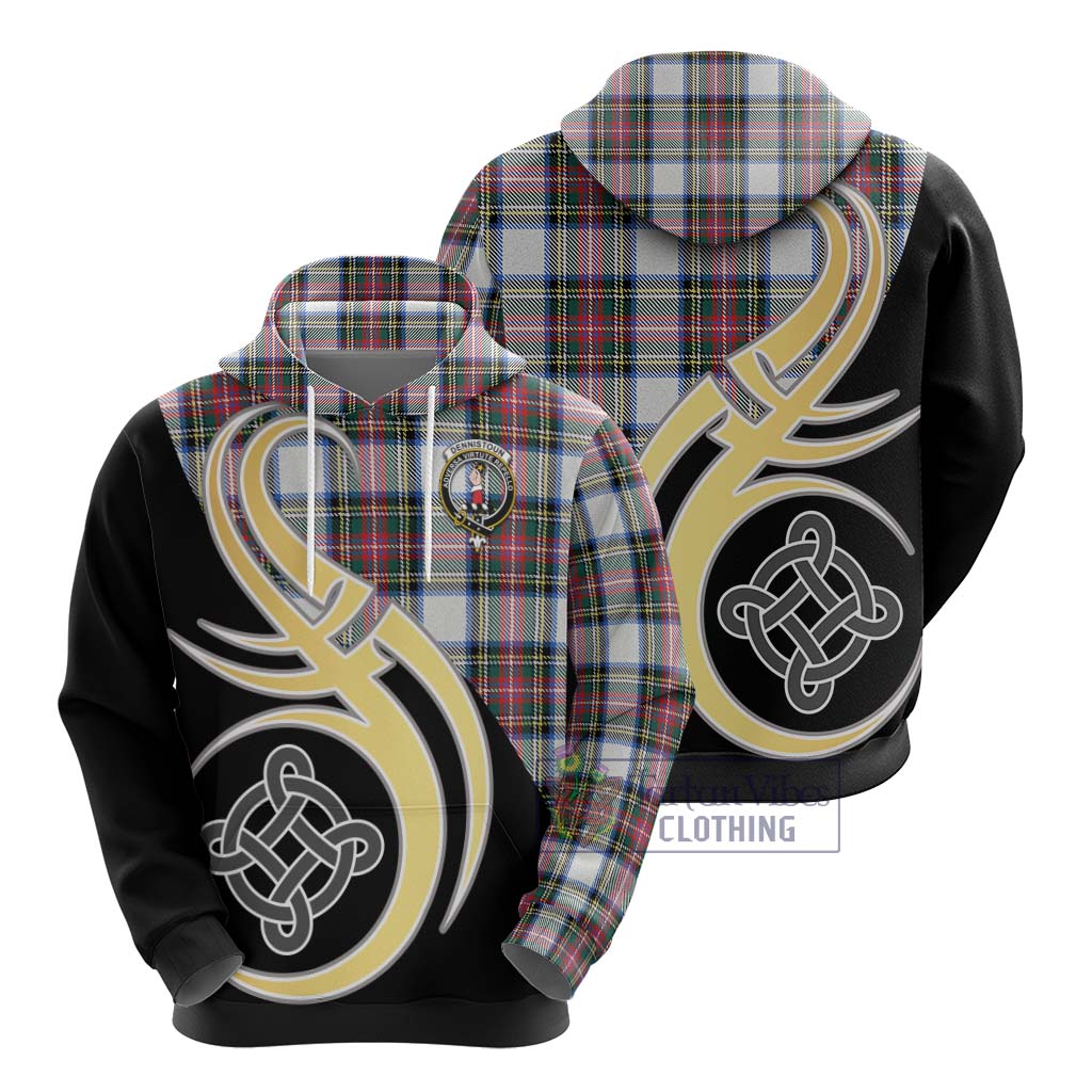 Dennistoun Tartan Hoodie with Family Crest and Celtic Symbol Style - Tartan Vibes Clothing