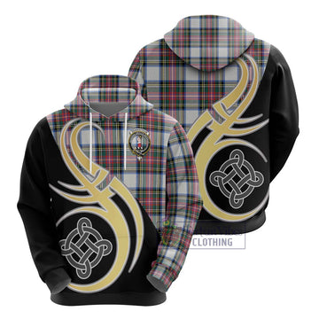 Dennistoun Tartan Hoodie with Family Crest and Celtic Symbol Style