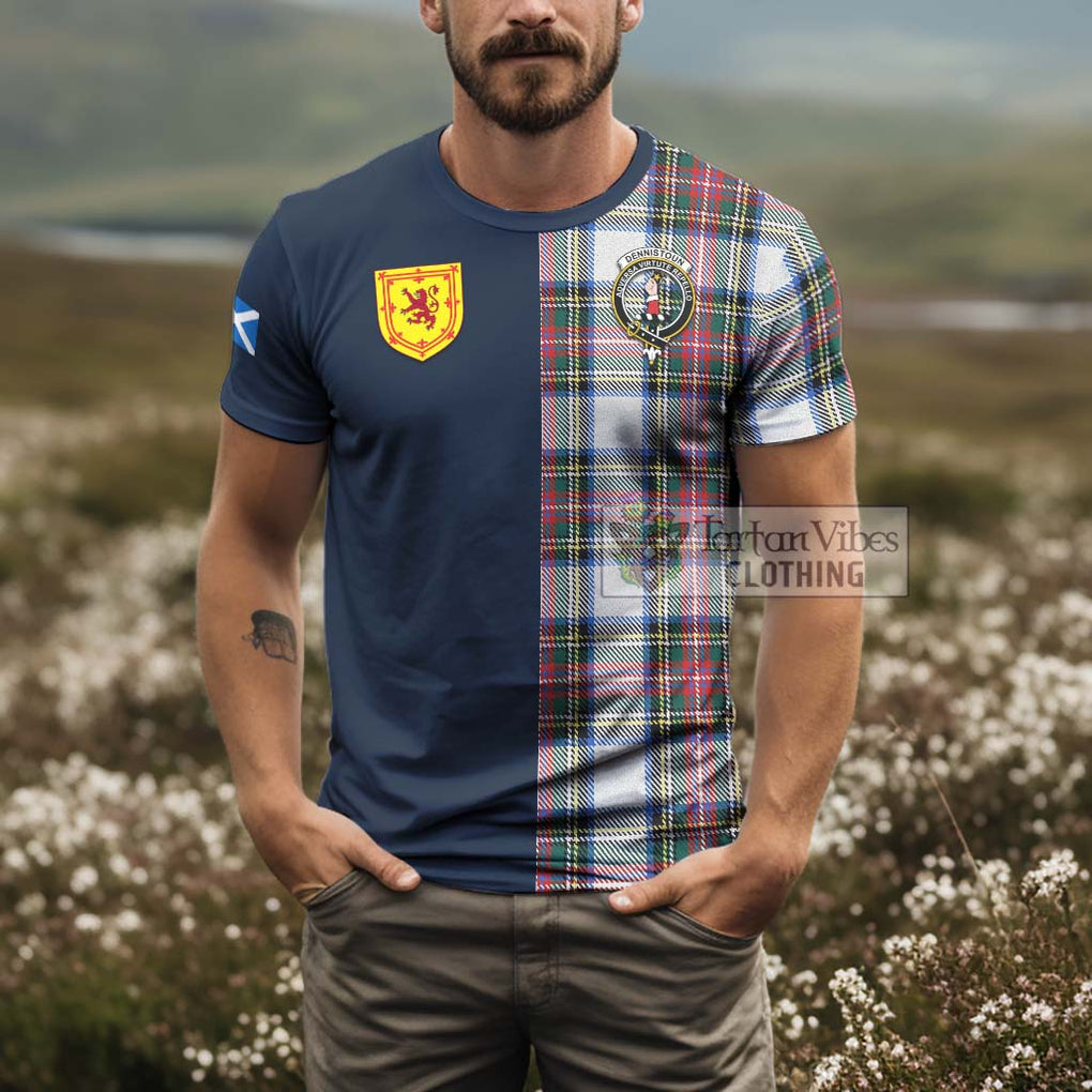 Tartan Vibes Clothing Dennistoun Tartan T-Shirt Alba with Scottish Lion Royal Arm Half Style