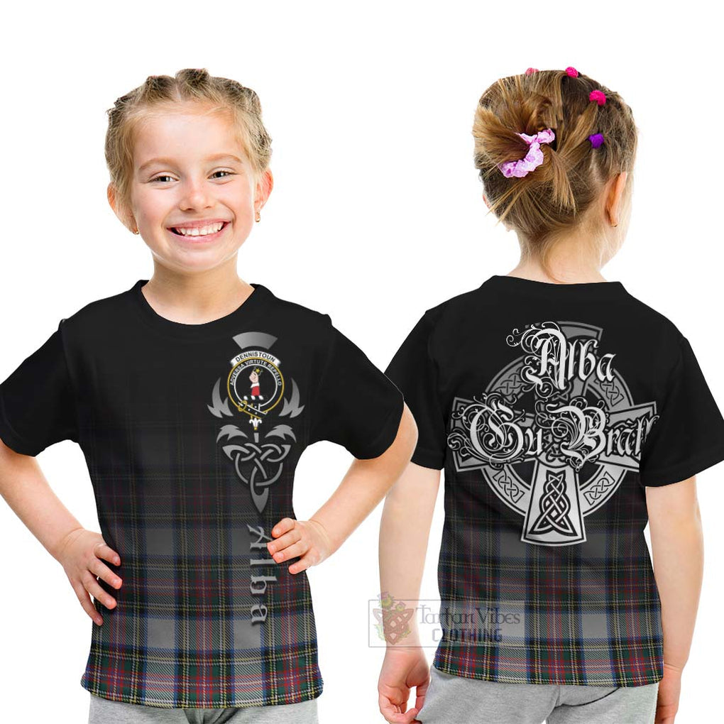 Tartan Vibes Clothing Dennistoun Tartan Kid T-Shirt Featuring Alba Gu Brath Family Crest Celtic Inspired